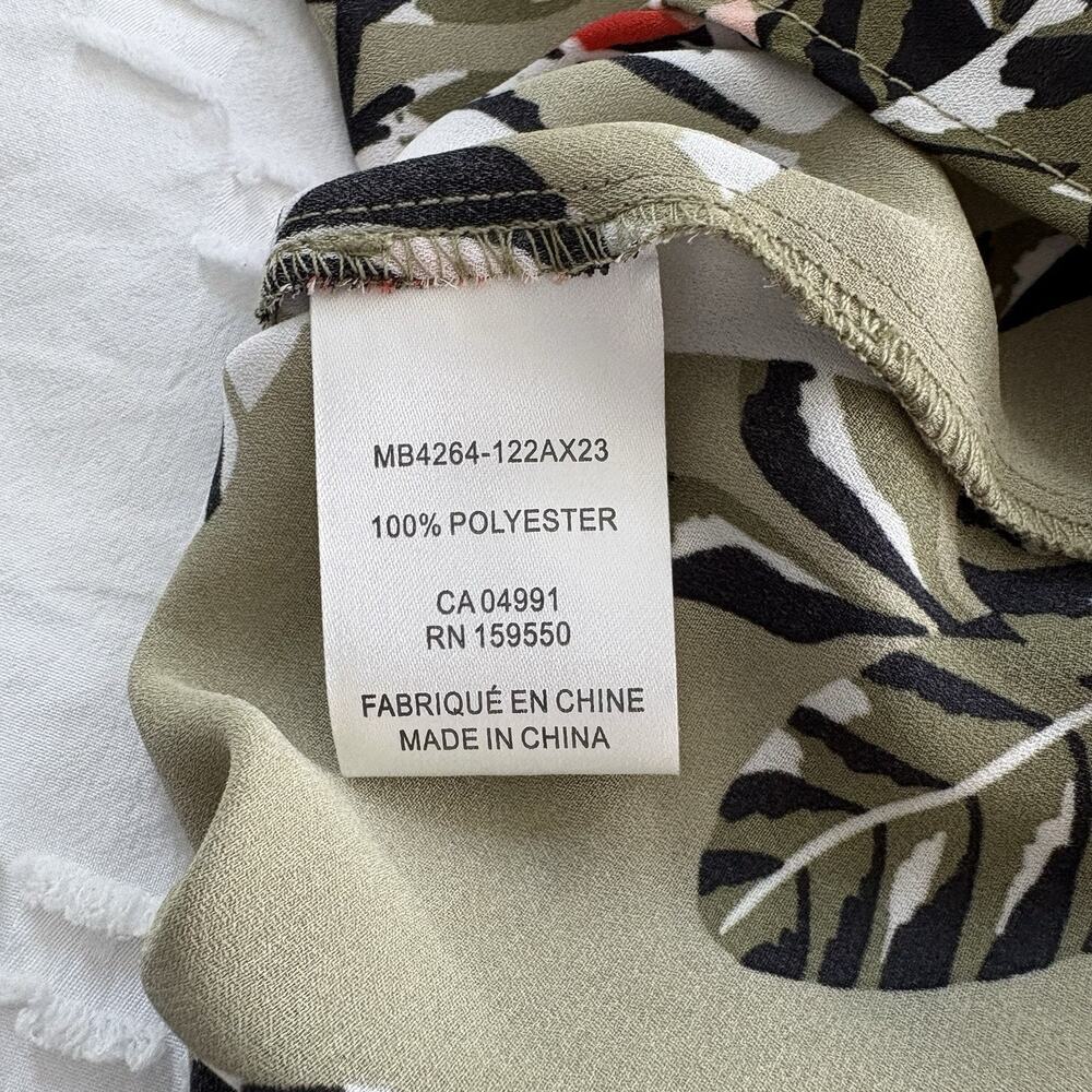 Maison d’Amelie Paris Tropical Floral Blouse Women’s M Olive Split Neck Top - Picture 4 of 10